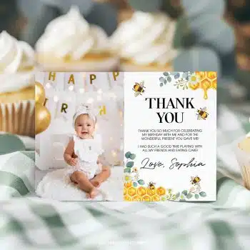 Bee Birthday Thank You Card