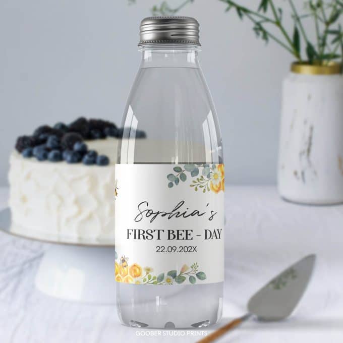 Bee Birthday Water Bottle Label - Image 2