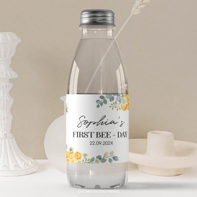 Bee Birthday Water Bottle Label - Image 3