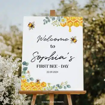 Bee Birthday Welcome Sign