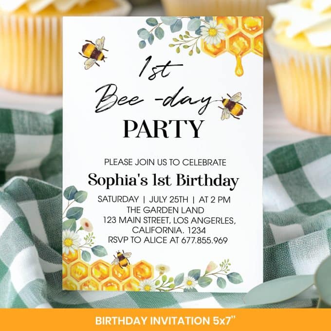 First Bee Day Birthday Invitation Bundle - Image 2