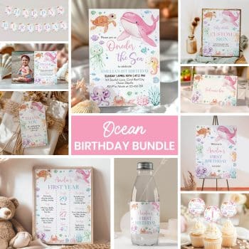 Pastel Under The Sea Birthday Invitation Bundle