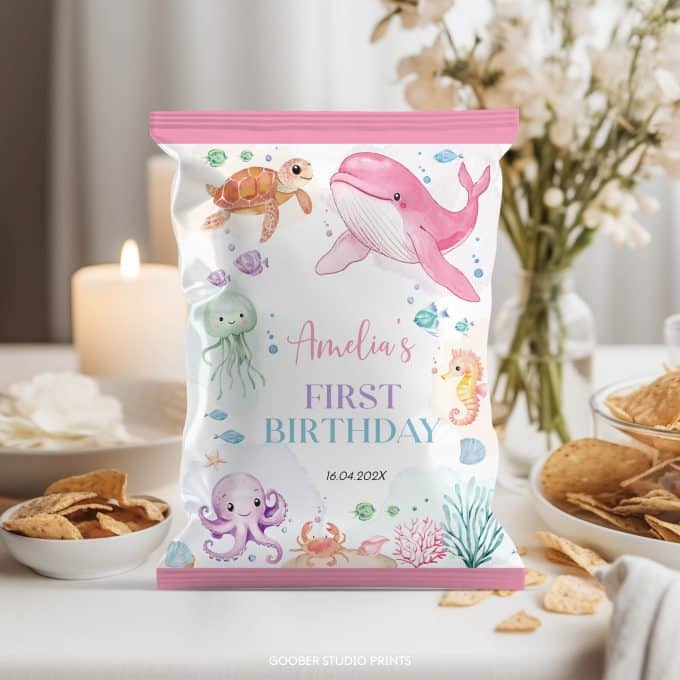 Pastel Under The Sea Birthday Chip Bags