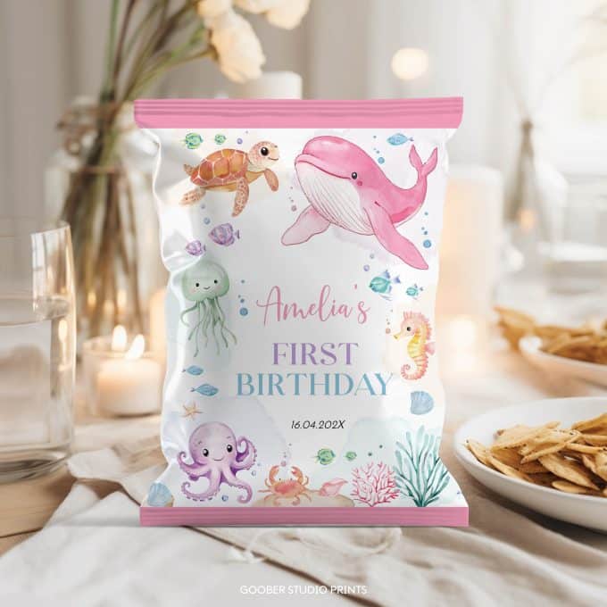 Pastel Under The Sea Birthday Chip Bags - Image 2
