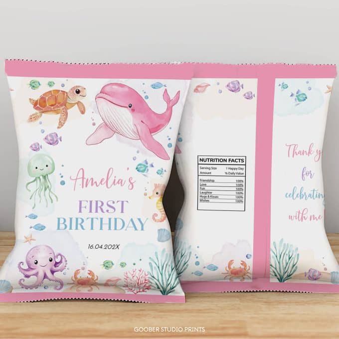 Pastel Under The Sea Birthday Chip Bags - Image 4