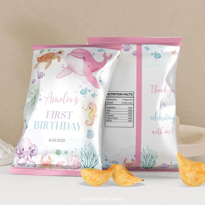 Pastel Under The Sea Birthday Chip Bags - Image 7