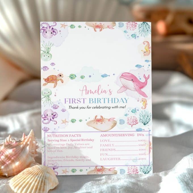 Pastel Under The Sea Birthday Chocolate Bar Wrappers - Image 3