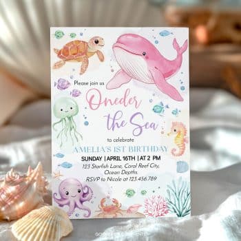 Pastel Oneder The Sea Birthday Invitation