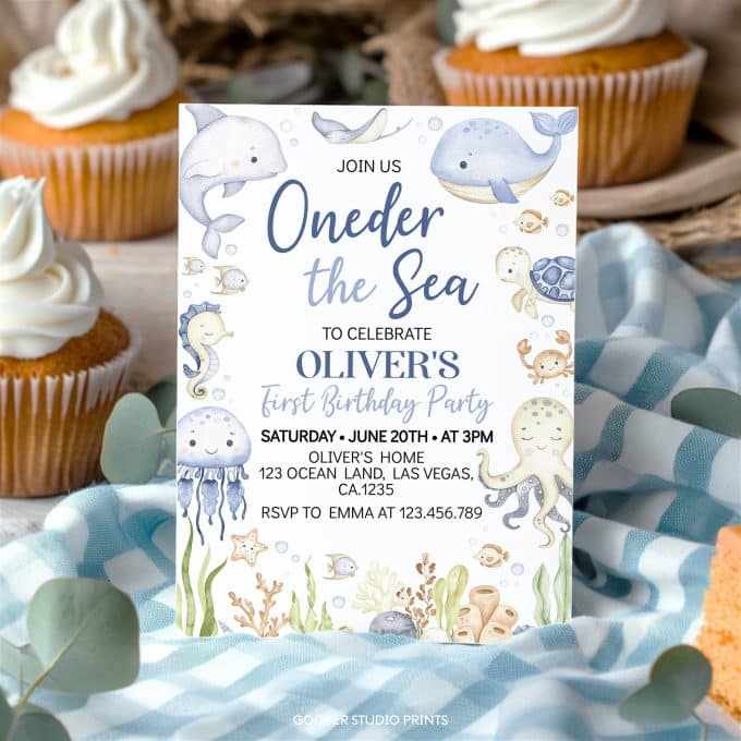 Oneder The Sea First Birthday Invitation - Image 2