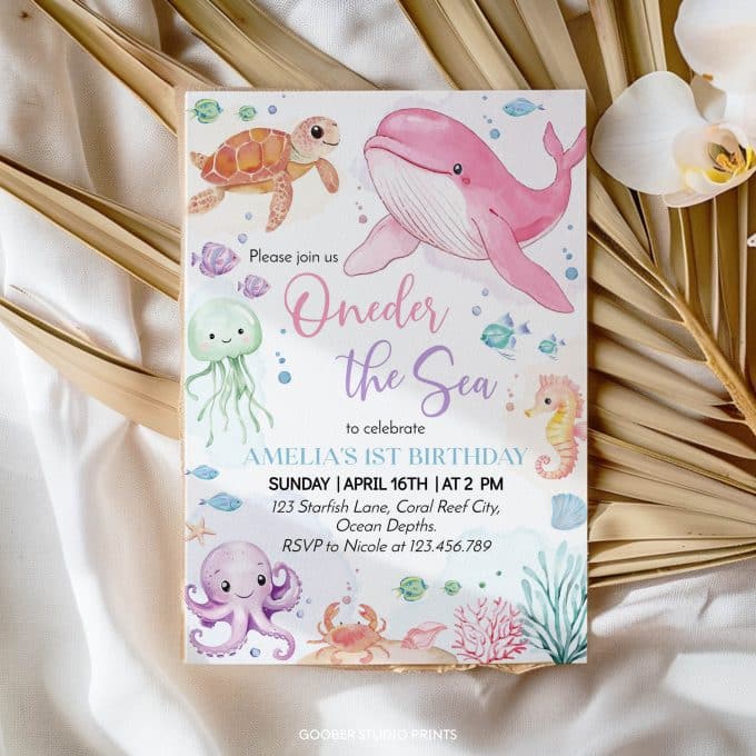 Pastel Oneder The Sea Birthday Invitation - Image 4