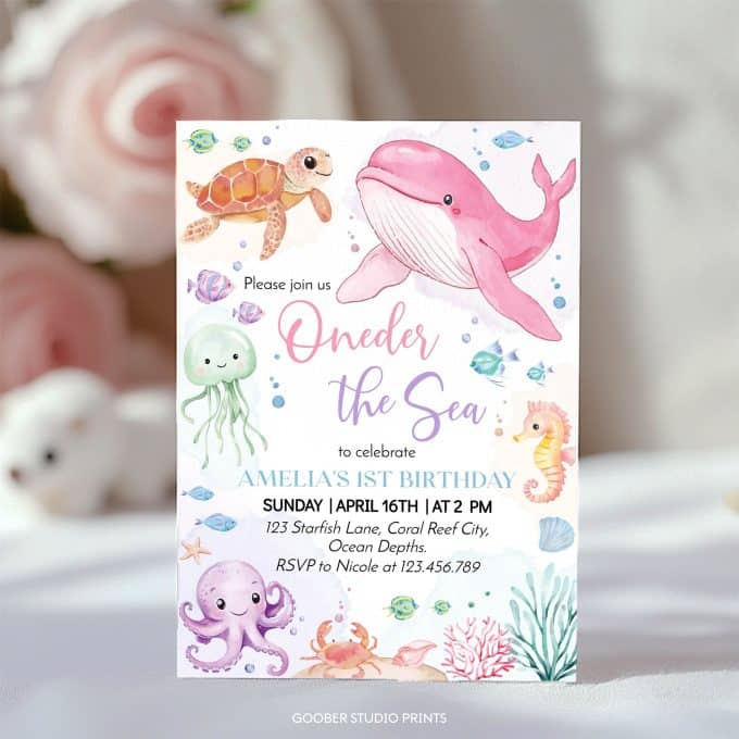 Pastel Oneder The Sea Birthday Invitation - Image 2