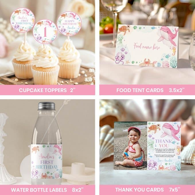Pastel Under The Sea Birthday Invitation Bundle - Image 4
