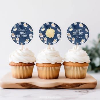 Outer Space Safari Birthday Cupcake Toppers