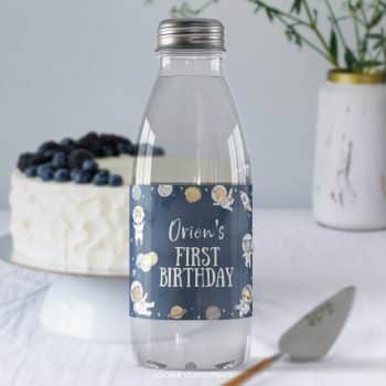 Outer Space Safari Birthday Water Bottle Label