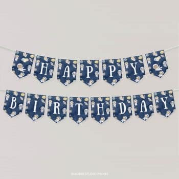 Outer Space Safari Animals Birthday Banner