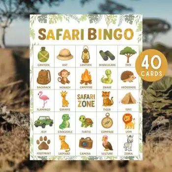 Safari Bingo Printable Party Game
