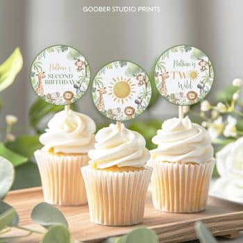 Safari Two Wild 2nd Birthday Cupcake Toppers