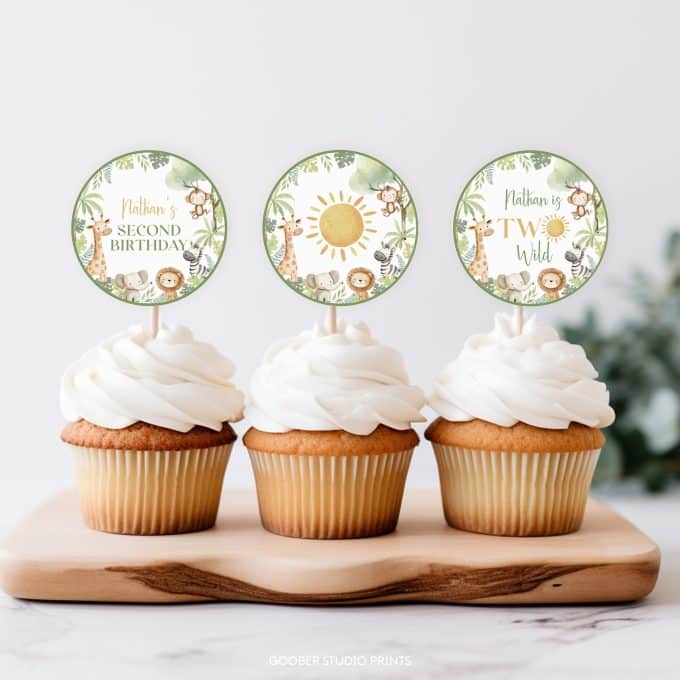 Safari Two Wild 2nd Birthday Cupcake Toppers - Image 3
