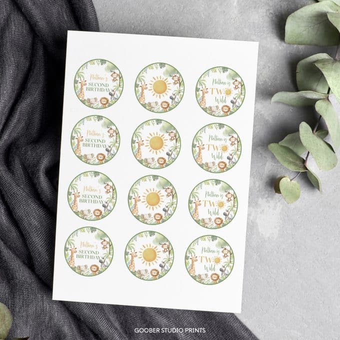 Safari Two Wild 2nd Birthday Cupcake Toppers - Image 4