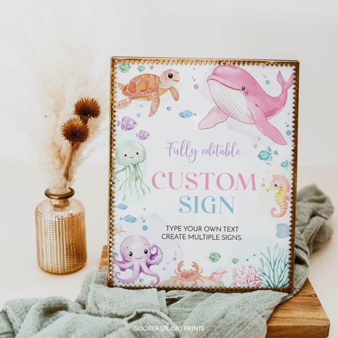 Pastel Under The Sea Birthday Custom Sign - Image 3