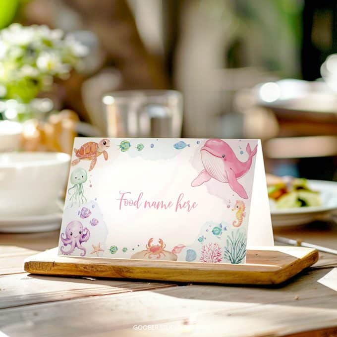 Pastel Under The Sea Birthday Food Tent Cards - Image 3
