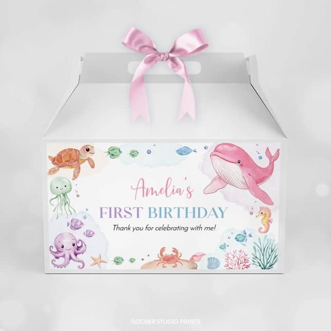 Pastel Under The Sea Birthday Gable Box Label - Image 2