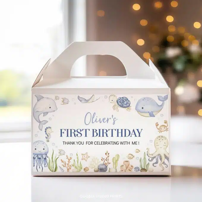 Under The Sea Birthday Gable Box Label