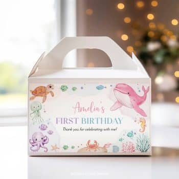 Pastel Under The Sea Birthday Gable Box Label
