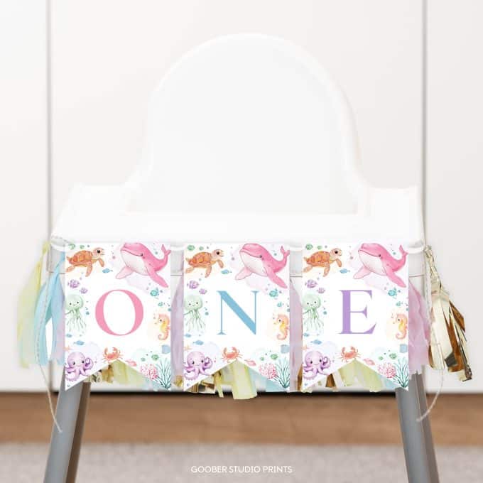 Pastel Under The Sea Birthday Highchair Banner - Image 2