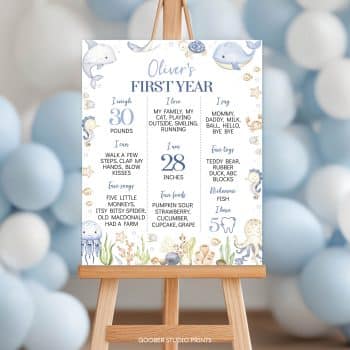 Under The Sea Birthday Milestone Poster