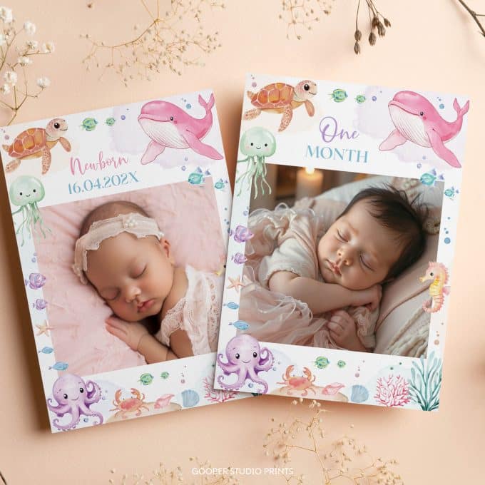 Pastel Under The Sea Birthday Monthly Photo Banner - Image 3