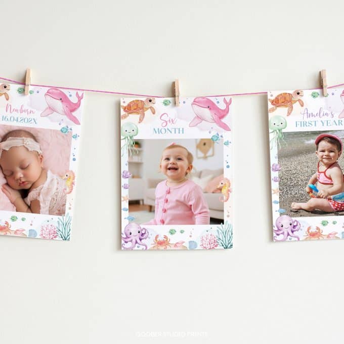 Pastel Under The Sea Birthday Monthly Photo Banner - Image 2
