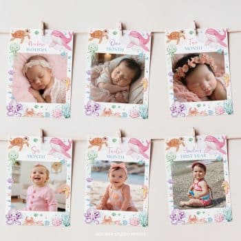 Pastel Under The Sea Birthday Monthly Photo Banner