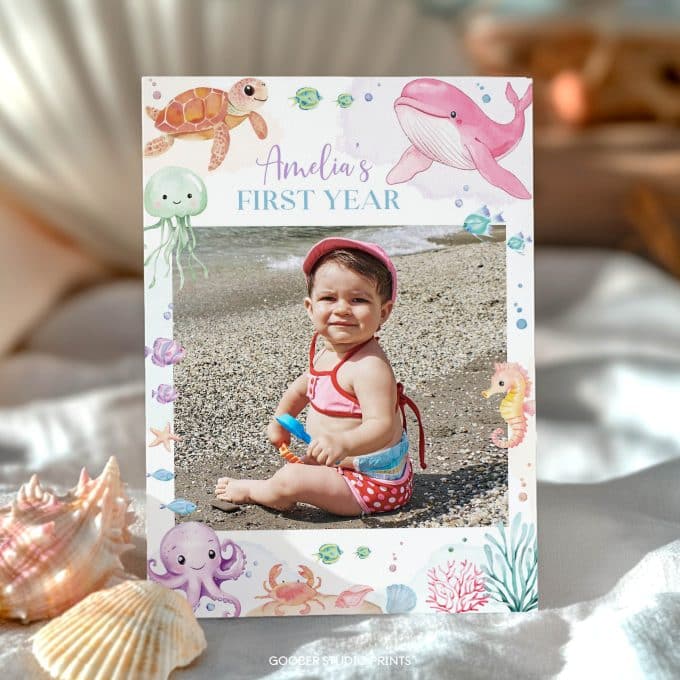 Pastel Under The Sea Birthday Monthly Photo Banner - Image 4