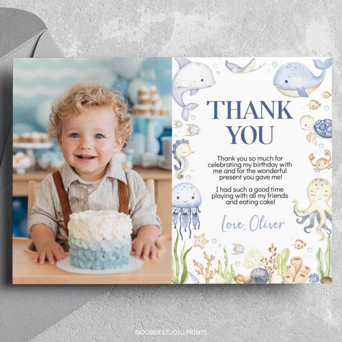 Under The Sea Birthday Thank You Card - Image 4