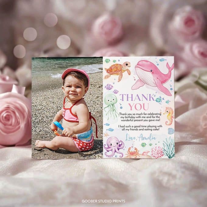 Pastel Under The Sea Birthday Thank You Card - Image 2