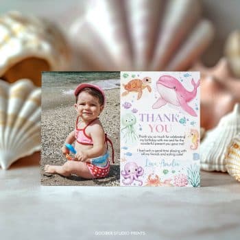 Pastel Under The Sea Birthday Thank You Card