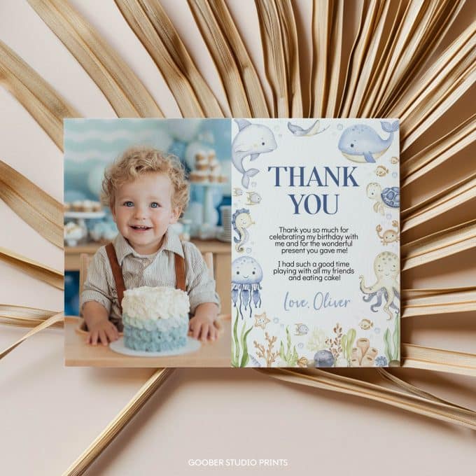 Under The Sea Birthday Thank You Card - Image 2