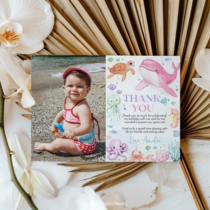 Pastel Under The Sea Birthday Thank You Card - Image 3