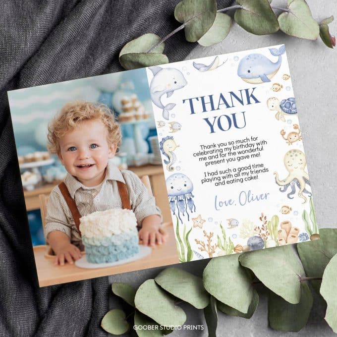 Under The Sea Birthday Thank You Card - Image 3