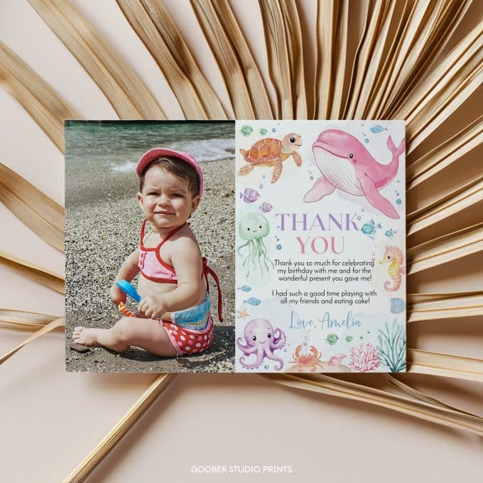 Pastel Under The Sea Birthday Thank You Card - Image 4