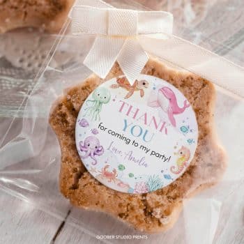 Pastel Under The Sea Birthday Thank You Favor Tag