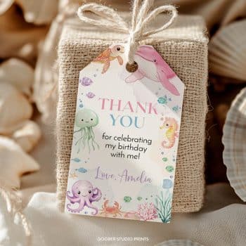 Pastel Under The Sea Birthday Thank You Tag