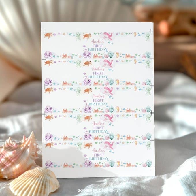 Pastel Under The Sea Birthday Water Bottle Label - Image 9
