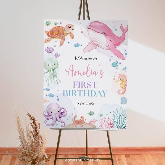 Pastel Under The Sea Birthday Welcome Sign - Image 2