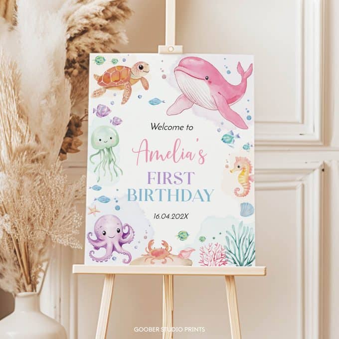 Pastel Under The Sea Birthday Welcome Sign - Image 3