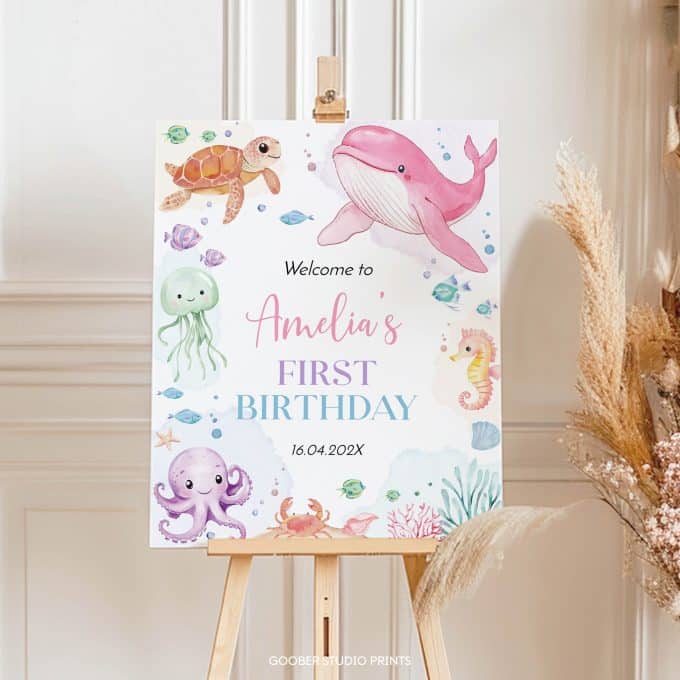 Pastel Under The Sea Birthday Welcome Sign - Image 4