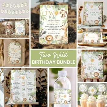 Safari Two Wild 2nd Birthday Invitation Bundle