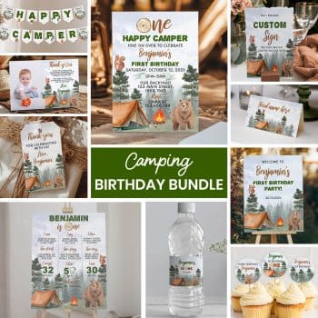 Camping Birthday Party Invitation Bundle