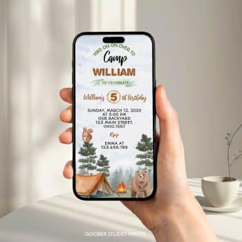 Camping Birthday Party Evite